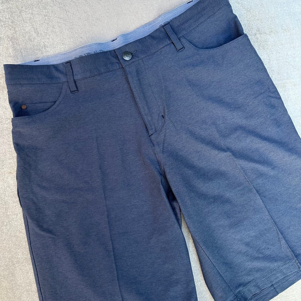 Adidas Mens Golf Shorts 34 Gray Blue Stretch Performance 10" Inseam